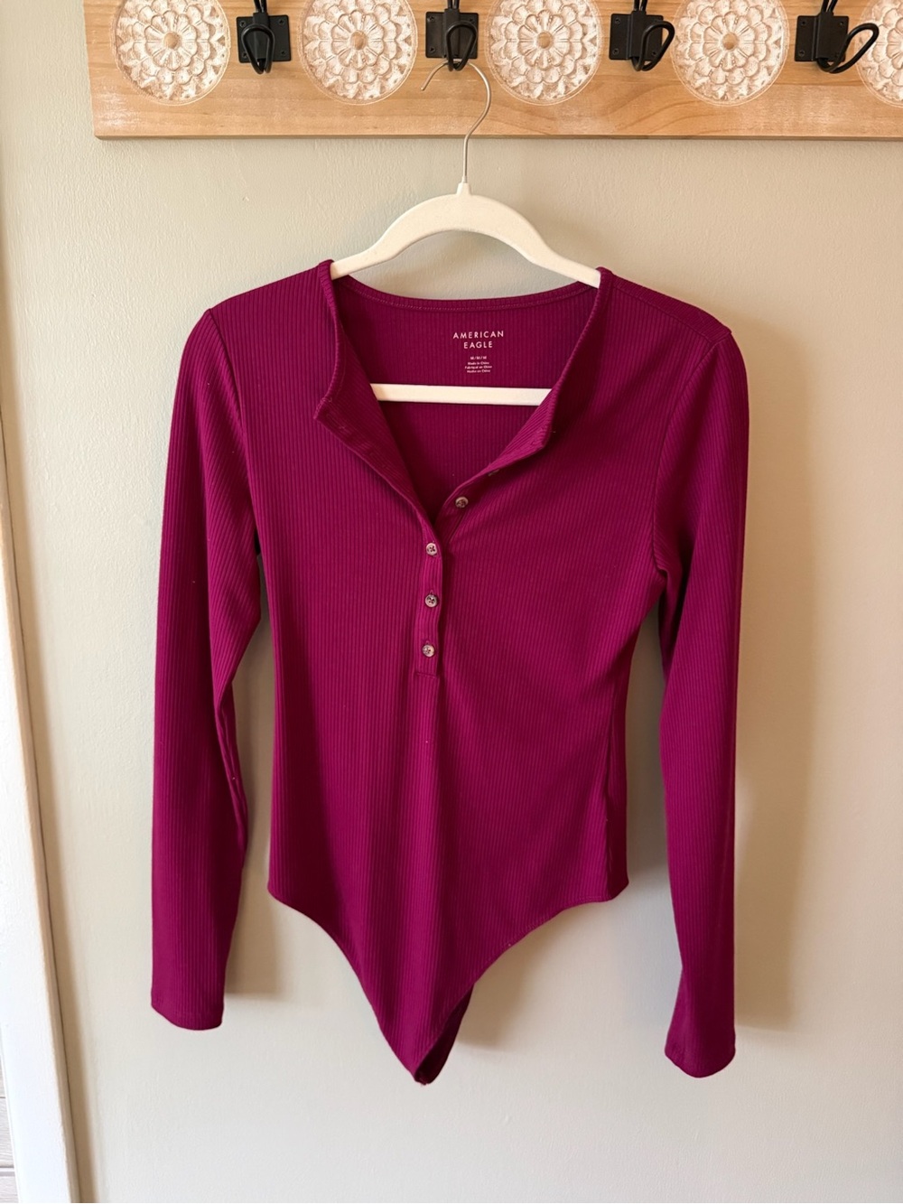 american eagle long sleeve henley bodysuit